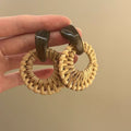 Woven Rattan Floral and Starfish Statement Earrings Collection view 3