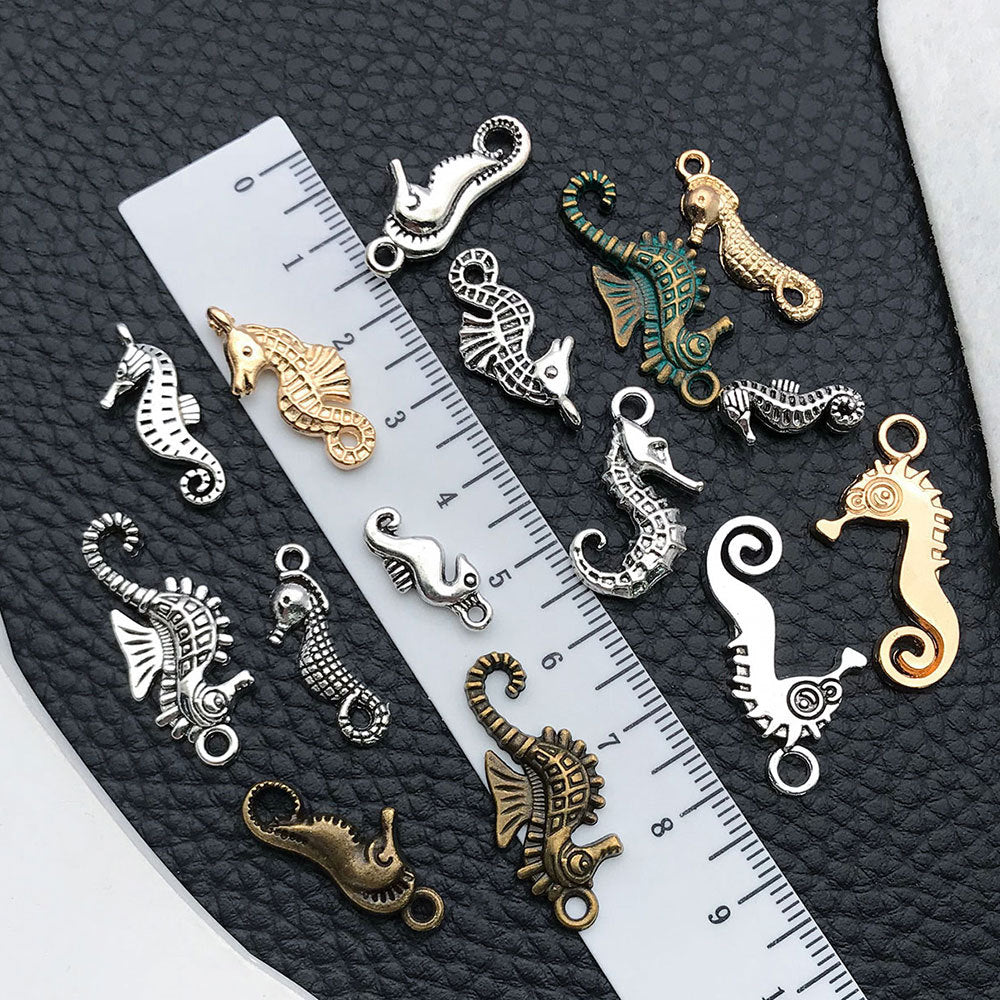 Vintage Zinc Alloy Seahorse Charm Pendant for DIY Necklace Bracelet Ocean Jewelry Making