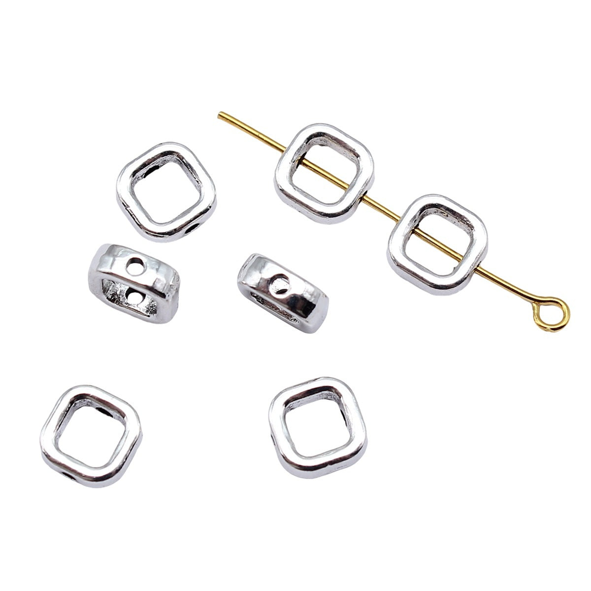8x8x3mm 0.66g Antique Silver Zinc Alloy Square Small Hole Spacer Beads for Bracelet Jewelry Making