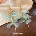 Sheer Petal Flower Cascade Long Drop Earrings in Four Colors view 4