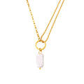Gold Dual Chain Baroque Imitation Pearl Pendant Necklace view 5