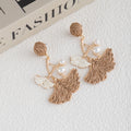 Woven Leaf Pearl Look Branch Statement Earrings in Six Colors view 8