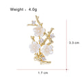 Six Floral Branch and Clover Pearl Look Metal Brooch Designs view 9