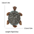 Rhinestone Turtle Brooch Amber Green Gray Brown Enamel view 7