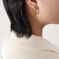 Gold Multi Strand Rope Hoop Earrings Zircon Band Detail view 4