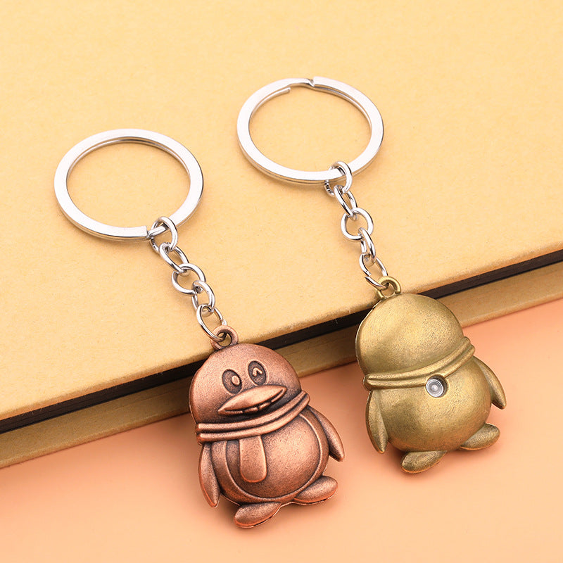 Vintage 3D Penguin Alloy Keychain Backpack Charm Pendant