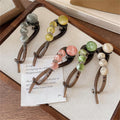 Cat Eye Bead Twist Banana Hair Clips Yellow White Green view 2