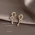 Gold-Tone Pavé Zirconia Coiled Dragon Stud Earrings Pair view 3