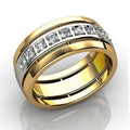 Square Clear Stone Channel Wide Band Ring In Gold And Silver Tones view 1