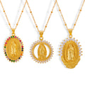 Gold Virgin Mary Zircon Border Pendant Necklace Styles view 5