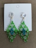 Pearl Look Crystal Chandelier Earrings in Pink and Green view 7