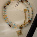 Beaded Star Pendant Necklace or Gold Disc Station Chain view 3