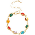Gold Multicolor Oval Cabochon Earrings Bracelet Necklace view 5