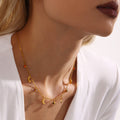 Gold Crescent Moon Multicolor Rhinestone Charm Necklace view 2