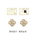 Gold Quatrefoil Star Pave Zircon Stud Earrings Pair view 3