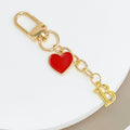 Gold-Tone Letter Charm Keychain with Red Heart Accent view 3