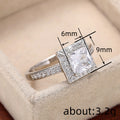 Silver-Tone Square Halo Princess Ring in Brass, Sizes 6 to 10 view 4