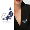 Blue Crystal Swan Brooch in Gold and Silver Tones Jacket and Scarf Accessory view 3