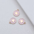 Gold Tone Round Star Enamel Pendant Charms in Five Colors view 4