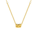 Gold Quilted Oval Pendant Double Chain Choker Necklace view 5