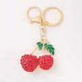 Rhinestone Fruit Keychain Metal Cherry Strawberry Bag Charm view 4