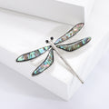 Silver Tone Dragonfly Brooch with Iridescent Inlay Wings view 3