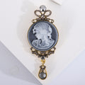 Cameo Portrait Crown Drop Brooch With Crystal Accents view 3