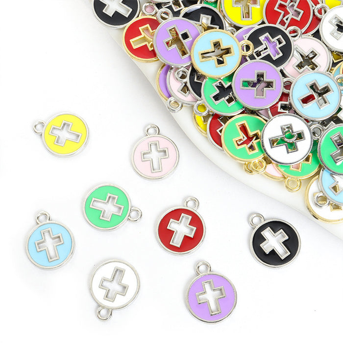 Enamel-Look Gold Silver Cross Alloy Charms in 16 Styles