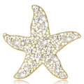 Crystal Starfish Brooch in Gold or Silver Tone Finish view 1