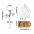 Silver Tone Metal Cross Keychain With I Love Jesus And Symbol Charms view 4