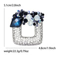 Openwork Square Brooch with Mixed Blue Crystals for Jackets and Scarves view 6