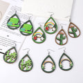 Silver Tone Green Holiday Acrylic Hook Earrings in Five Designs view 1