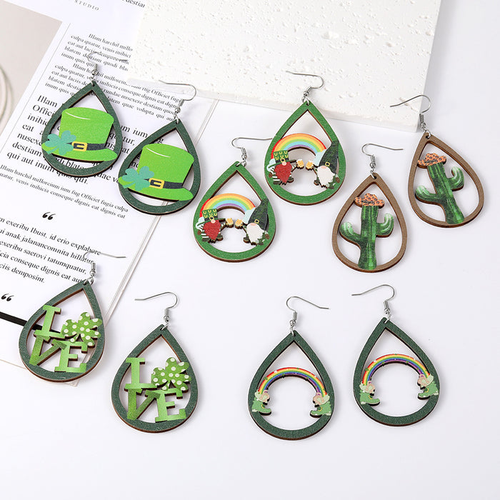 Silver Tone Green Holiday Acrylic Hook Earrings in Five Designs