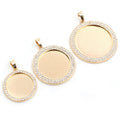 Crystal Rim Round Cabochon Pendant Trays in Three Finishes view 3
