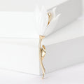 Enamel Tulip Brooch White Red Pink Yellow Gold Stem view 2