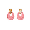 Five Color Wrapped Cord Open Oval Statement Stud Earrings view 7