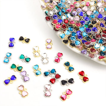 Faceted Glass Bow Connector Jewelry Components For DIY Earrings And Bracelets Charms