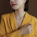 Leaf Chevron Chain Necklace And Bracelet Gold Steel Titanium view 7