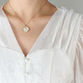 White Enamel Rose Round Disc Pendant Necklace Gold Or Steel view 7