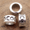 Antique Silver Sun And Moon Large Hole Bead Jewelry Making Component view 2