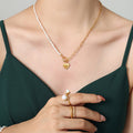 Gold Asymmetric Pearl Paperclip Heart Drop Y Necklace view 6