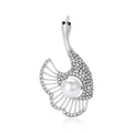 Crystal Swan Brooch with Faux Pearl in Rose Gold or Silver view 2