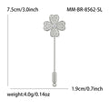 Long Four Leaf Clover Stick Pin In Silver Or Gold Tone view 6