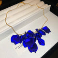 Gold Chain Matte Petal Cluster Necklace Four Colors view 8
