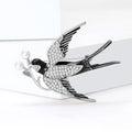 Flying Swallow Brooch with Pearl Accent in Two Finishes view 3