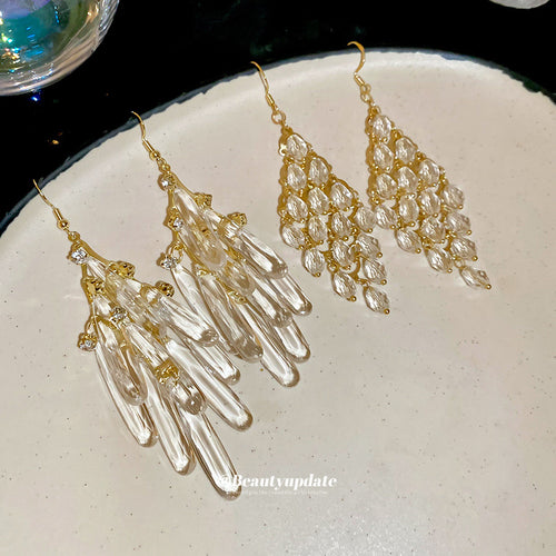 透明水晶簇耳钩 shown in product image 2, with the pictured color, shape, and construction details