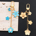 Blue and Pink Cherry Blossom Butterfly Clasp Keychain Pair view 3