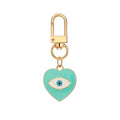 Twelve Piece Gold Tone Pastel Heart and Round Evil Eye Keychain Set view 2