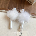 White Pom Pom Pearl Teardrop Stud Earrings With Decorative Metal Accents view 4