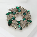 Colorful Crystal Wreath Brooch With Polished Metal And Sculpted Decorative Details view 4